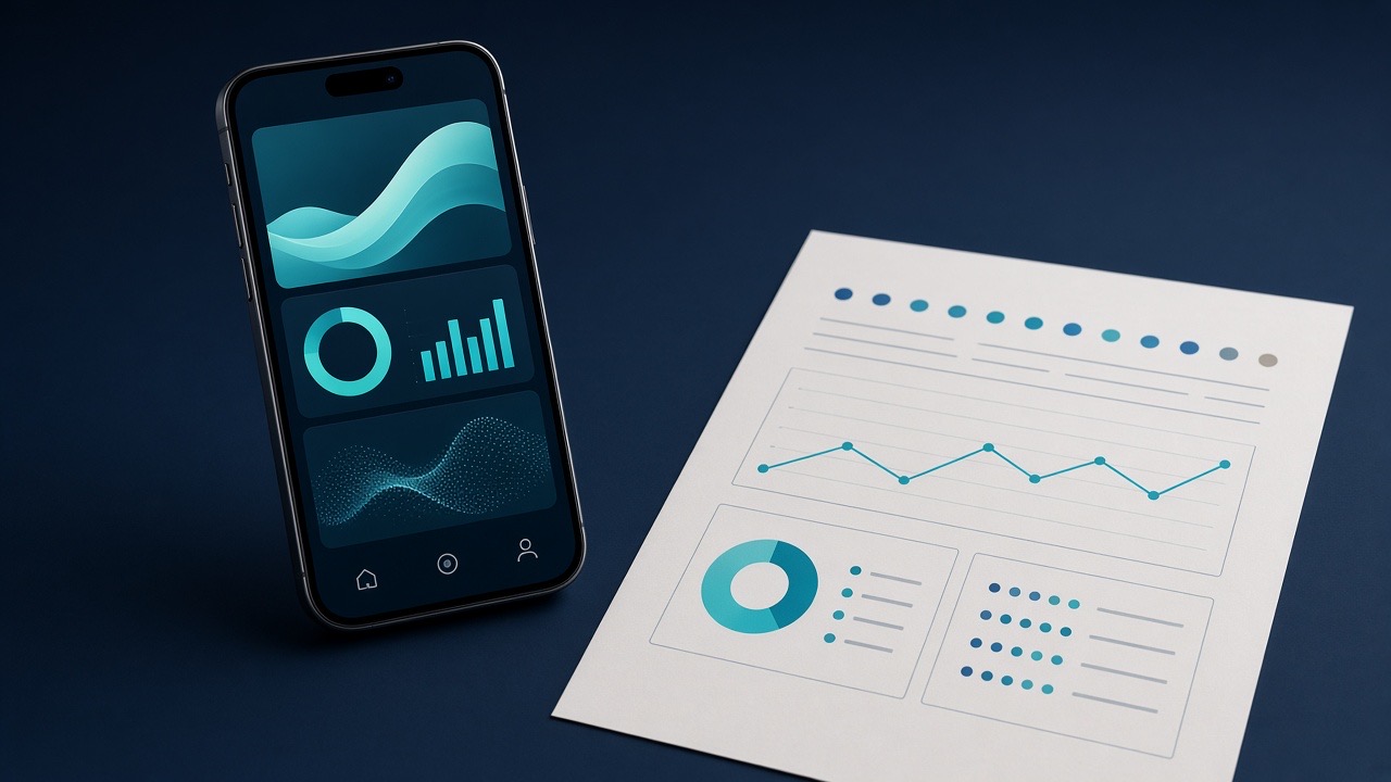 Phone with health insight cards beside a lab report